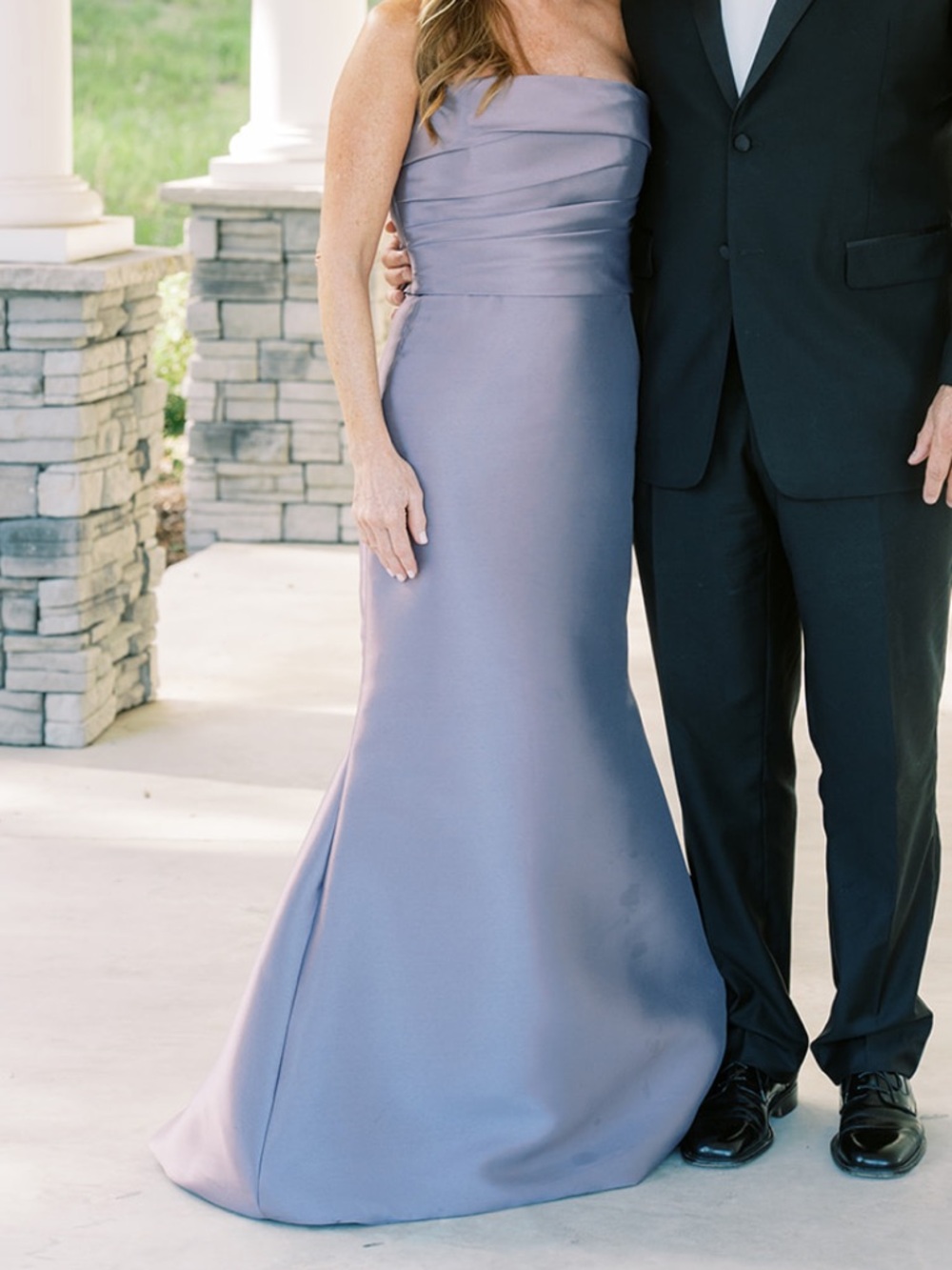 Amsale Lilac Strapless Satin Mermaid Gown